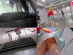 Upskirt vid of redhead girl's beautiful skinny ass