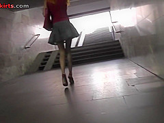 Upskirt vid of redhead girl's beautiful skinny ass
