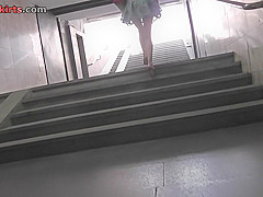 Upskirt vid of redhead girl's beautiful skinny ass
