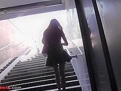 Upskirt vid of redhead girl's beautiful skinny ass
