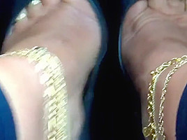 Walking with stilettos full of cum