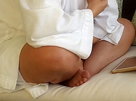 Watching milf in a bathrobe