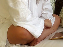Watching milf in a bathrobe