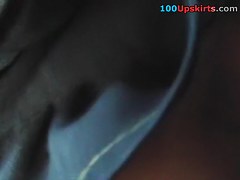 Well-clothed babe upskirt movie scene