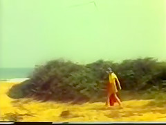 White girl on African beach vintage