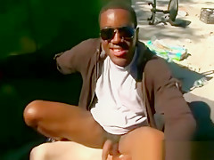 White guy assfucks black gang dude for money