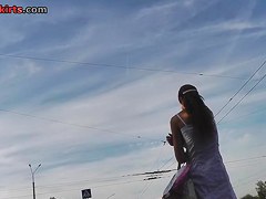 White summer suit upskirt