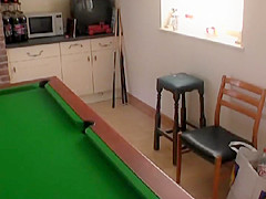 Wife spied as she uses the billiard cue