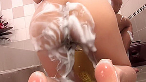 Young beauty and horny dude have sensual fuck in the bathtub