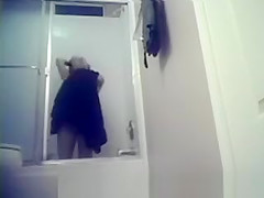 Young girl gets out shower