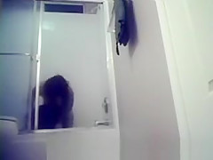 Young girl gets out shower