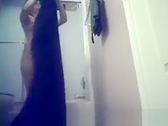 Young girl gets out shower