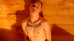 Young man has a large toy up his asshole while masturbating