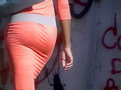 great ass in pink dress