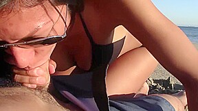 hot latina sucks hard cock at public beach