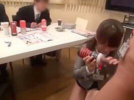 humiliation ! she has to make blowjob & handjob to her boss at the meeting!