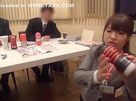 humiliation ! she has to make blowjob & handjob to her boss at the meeting!