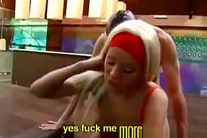 naughty blonde In Red lingerie receives pounded By boy In Mask