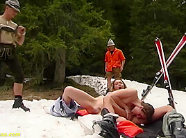 public mountain snow anal party
