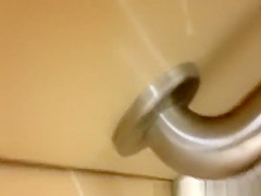 strokes cock while woman peeing