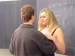 student 18+ and Teacher - Busty Blonde Blows Her Math Teacher in the Classroom