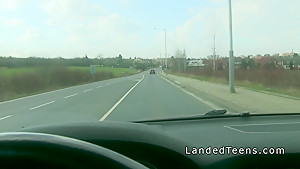 teen 18+ hitchhiker bangs in strangers car