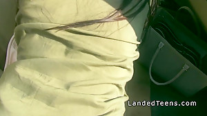 teen 18+ hitchhiker bangs in strangers car