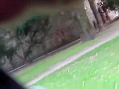 teen 18+ in short dress fingered in public park