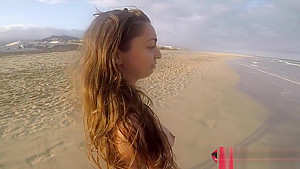 very hot masturbation in public on the beach