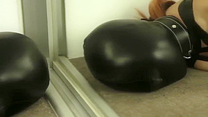 very tight leather bondage