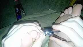 video of me clipping my toenails, smelling feet, and nudity