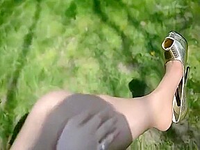 walking Alicia golden 16cm high heels smoking
